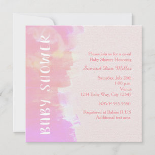 Faire-part Rose Tropical Aquarelle pour Baby Showe