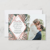 Faire-part Rose vert Gold Tropical Palm Tree Feuille Mariage (Devant)