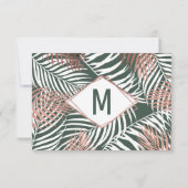 Faire-part Rose vert Gold Tropical Palm Tree Feuille Mariage (Dos)