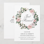Faire-part Rose Violet Blanc Floral Juste Marié Elopement (Devant / Derrière)