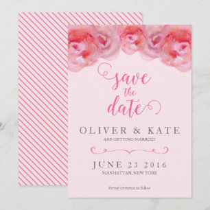 Faire-part Roses Aquarelle Rose Save the Date