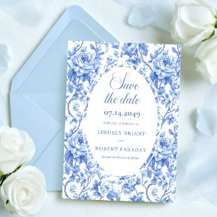 Faire-part Roses Bleues Poussiéreuses Classiques Enregistrer