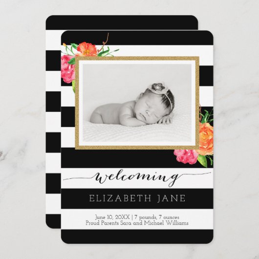 Faire-part Roses d'aquarelle vive (Devant / Derrière)