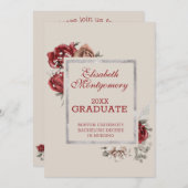 Faire-part Roses de Bourgogne et la fête de graduation de cad (Devant / Derrière)