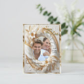 Faire-part Roses d'or blanc, soie de champagne et papillons (Debout devant)