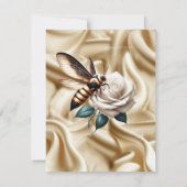 Faire-part Roses d'or blanc, soie de champagne et papillons (Dos)