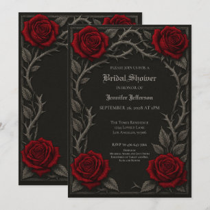 Faire-part Roses rouges foncées Baby Shower gothique