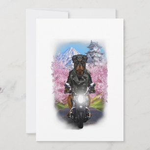 Faire-part rottweiler chien sur moto tour cadeaux japonais