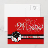 Faire-part Rouge 1 de diplôme de carte postale d'obtention du (Devant / Derrière)