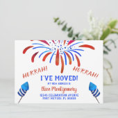 Faire-part Rouge Blanc et bleu Célébration Déménagement (Debout devant)