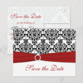 Faire-part Rouge, blanc et noir Enregistrer la carte postale  (Devant / Derrière)