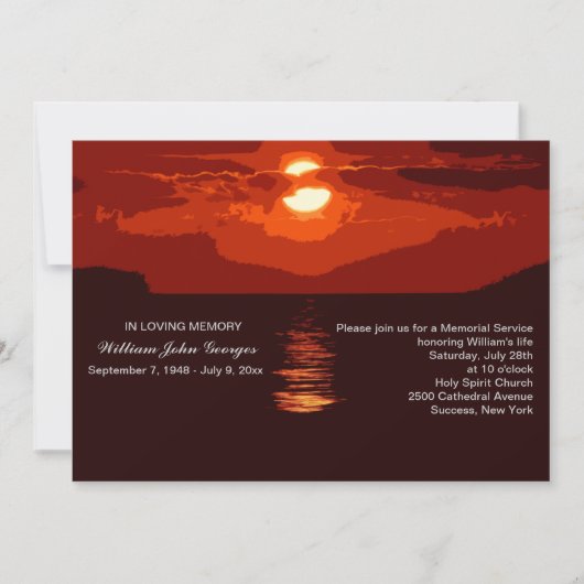 Faire-part rouge de cérémonie commémorative de (Devant)