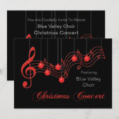 Faire-part rouge de concert de Noël de dentelle (Devant / Derrière)