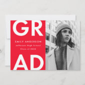 Faire-part Rouge | Diplôme Gras Grad Photo (Devant)