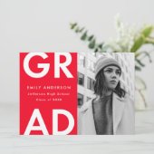 Faire-part Rouge | Diplôme Gras Grad Photo (Debout devant)