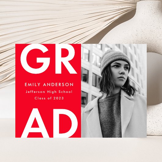 Faire-part Rouge | Diplôme Gras Grad Photo