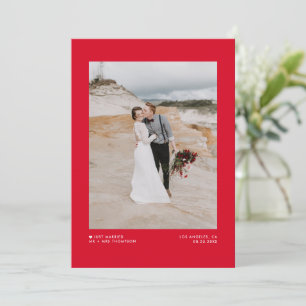 Faire-part Rouge minimaliste moderne Juste marié Mariage phot