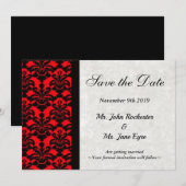 Faire-part Rouge & Noir Enregistrer la Date (Devant / Derrière)