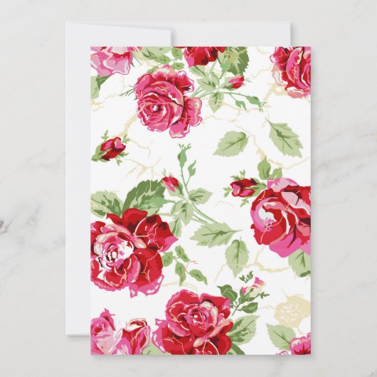 Faire-part Rouge rose floral classique imprimé douche nuptial (Dos)