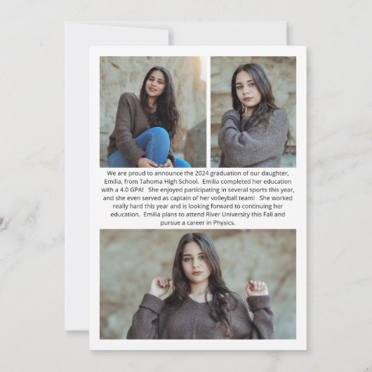 Faire-part Royal Bleu Jaune Or Élégant Grad (Dos)