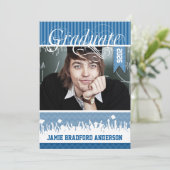 Faire-part Royal Blue Zig Zag Classe de photos supérieures (Debout devant)