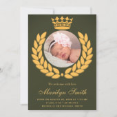 Faire-part Royal Crown Olive Green Photo (Devant)