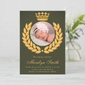 Faire-part Royal Crown Olive Green Photo (Debout devant)