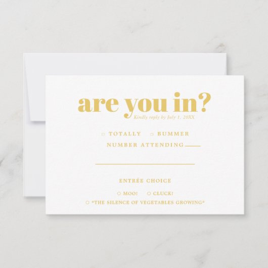 Faire-part RSVP de mariage amusant | Typographie les années 7 (Devant)