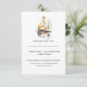 Faire-part RSVP de mariage automnal rustique | Pins aquarelle (Debout devant)