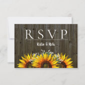 Faire-part RSVP de tournesol rustique (Devant)