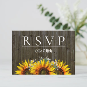 Faire-part RSVP de tournesol rustique
