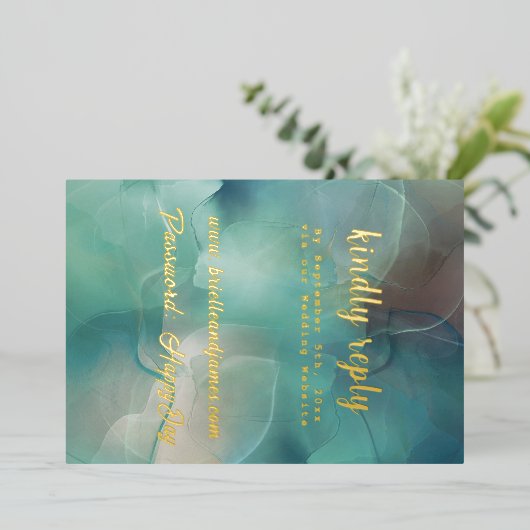 Faire-part RSVP Gold Foil (Debout devant)