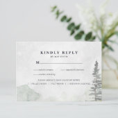 Faire-part RSVP Mariage Minimaliste Rustique | Pins Aquarelle (Debout devant)