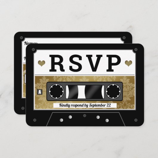 Faire-part RSVP Retro Cassette Tape Mariage (Devant / Derrière)