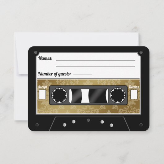 Faire-part RSVP Retro Cassette Tape Mariage (Dos)