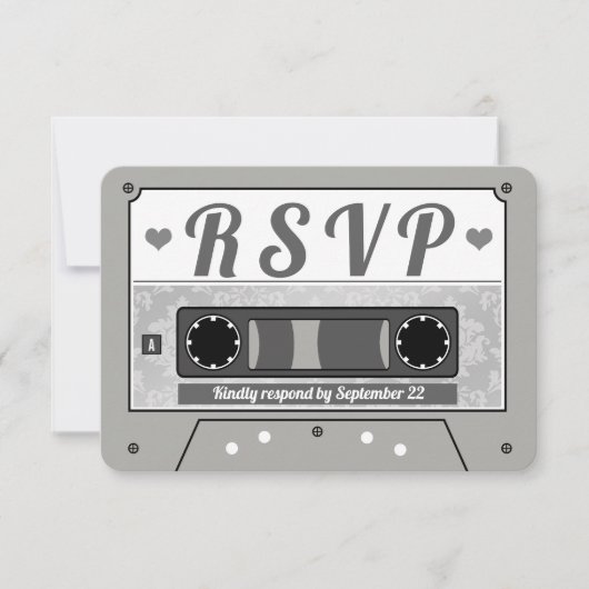 Faire-part RSVP Retro Cassette Tape Mariage (Devant)