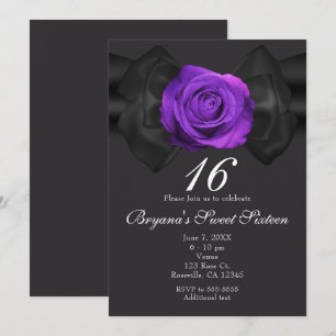 Faire-part Ruban Noir & Rose Violette TOUTES COULE