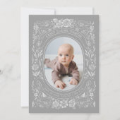 Faire-part Rubans et Roses Baby Light Grey Photo Naissance (Devant)