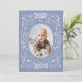 Faire-part Rubans et Roses Baby Periwinkle Photo Birth (Debout devant)