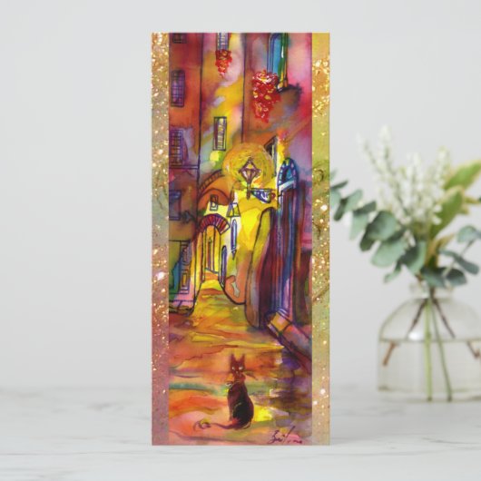 Faire-part RUELLE MÉDIÉVALE À FLORENCE LA NUIT,rouge jaune (Debout devant)