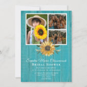 Faire-part Rustic 4 Photo Collage Fête des mariées tournesol (Devant)