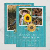 Faire-part Rustic 4 Photo Collage Fête des mariées tournesol (Devant / Derrière)