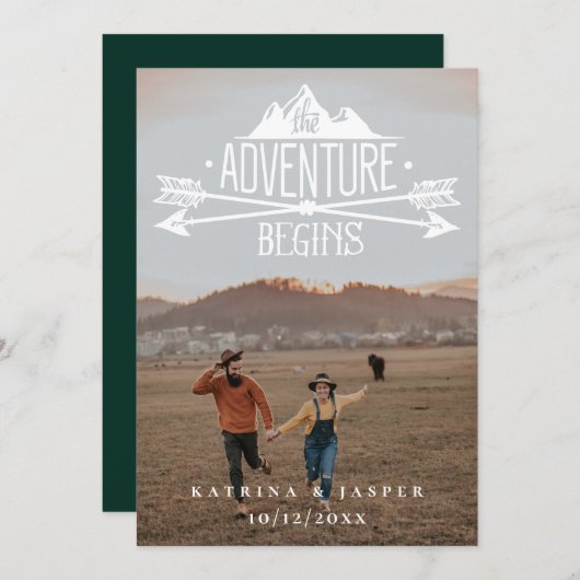 Faire-part Rustic Adventure Commence À Enregistrer La Date Ph (Devant / Derrière)