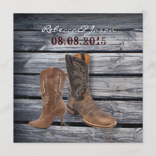 Faire-part Rustic Barn Wood Western Cowboy mariage