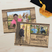 Faire-part Rustic Country Wood 4-Photo Graduation