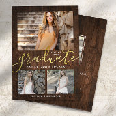 Faire-part Rustic Elegance 4-Photo Collage Annonce de graduat