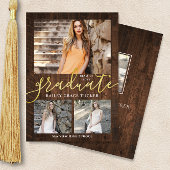 Faire-part Rustic Elegance 4-Photo Collage Annonce de graduat
