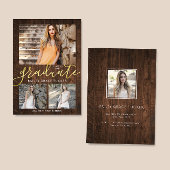 Faire-part Rustic Elegance 4-Photo Collage Annonce de graduat