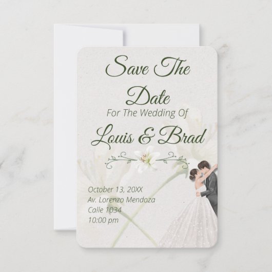 Faire-part Rustic Forest Greenery Floral Wedding Save the Dat (Devant)