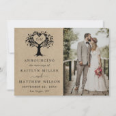 Faire-part Rustic Heart Tree Mariage photo (Devant)
